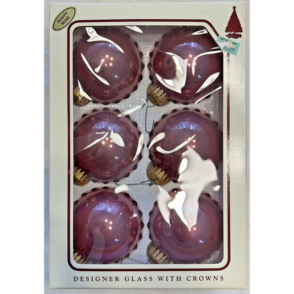 Vintage 36 Christmas by Krebs Ornaments Dusty Rose Round USA made Nostalgia EUC - Picture 2 of 4